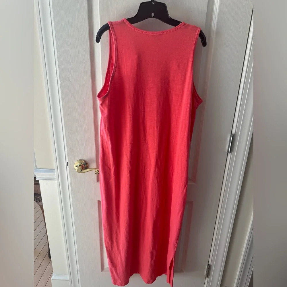 Fleur Bleue Size XL Coral Sleeveless V-Neck Maxi Dress or Coverup. EUC